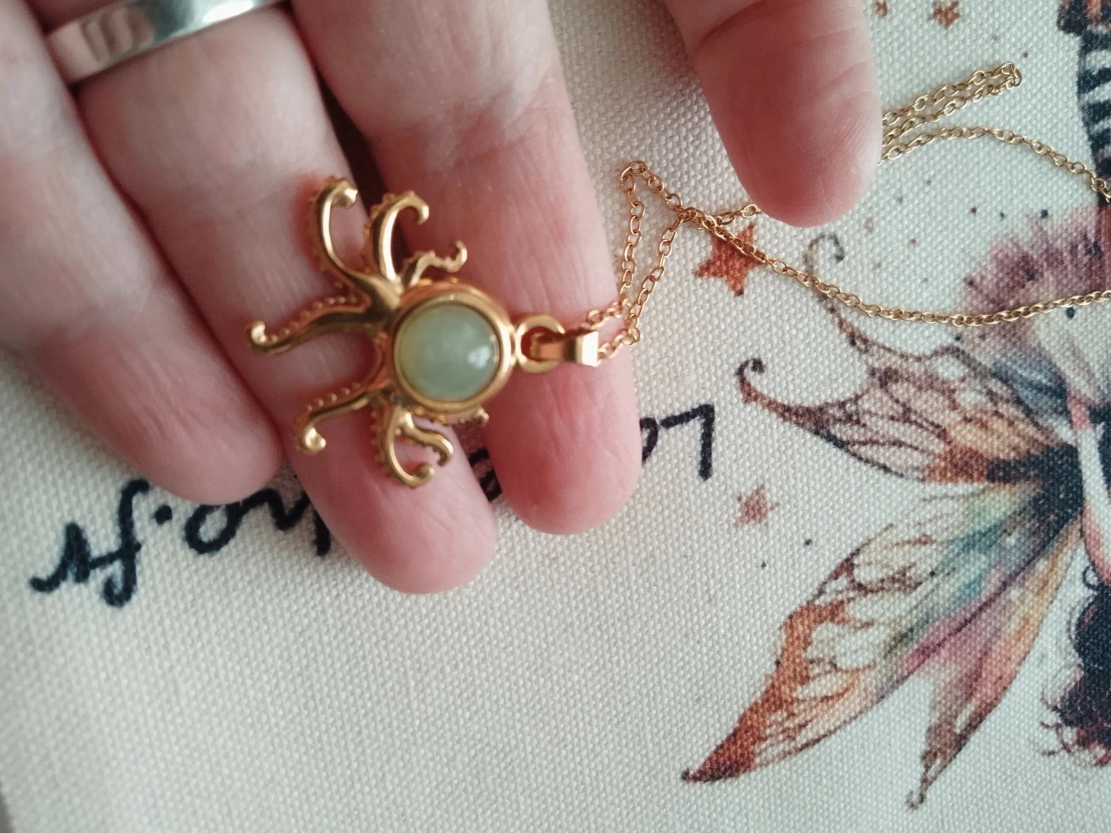 Octopus necklace with natural aventurine stone – photo 2